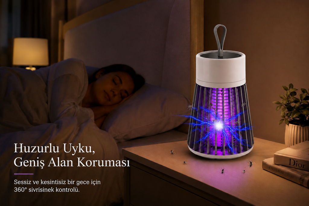 Yeni Nesil Akıllı UV Teknolojili Sinek Öldürücü Lamba - Kimyasalsız, Taşınabilir ve Ultra Sessiz