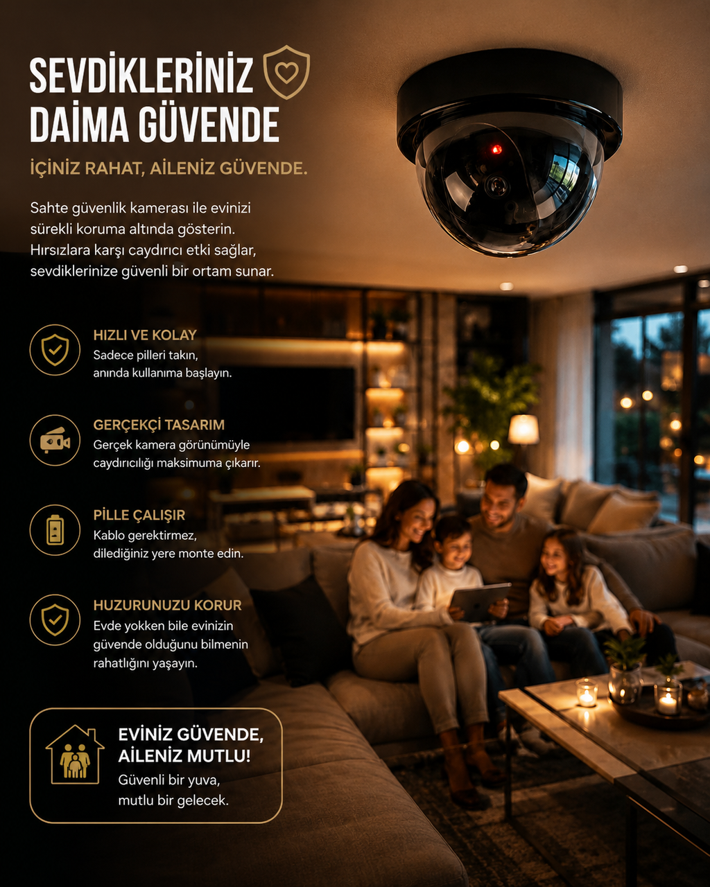 Profesyonel Caydırıcı Sahte Güvenlik Kamerası - 7/24 Aktif Kırmızı Işıklı