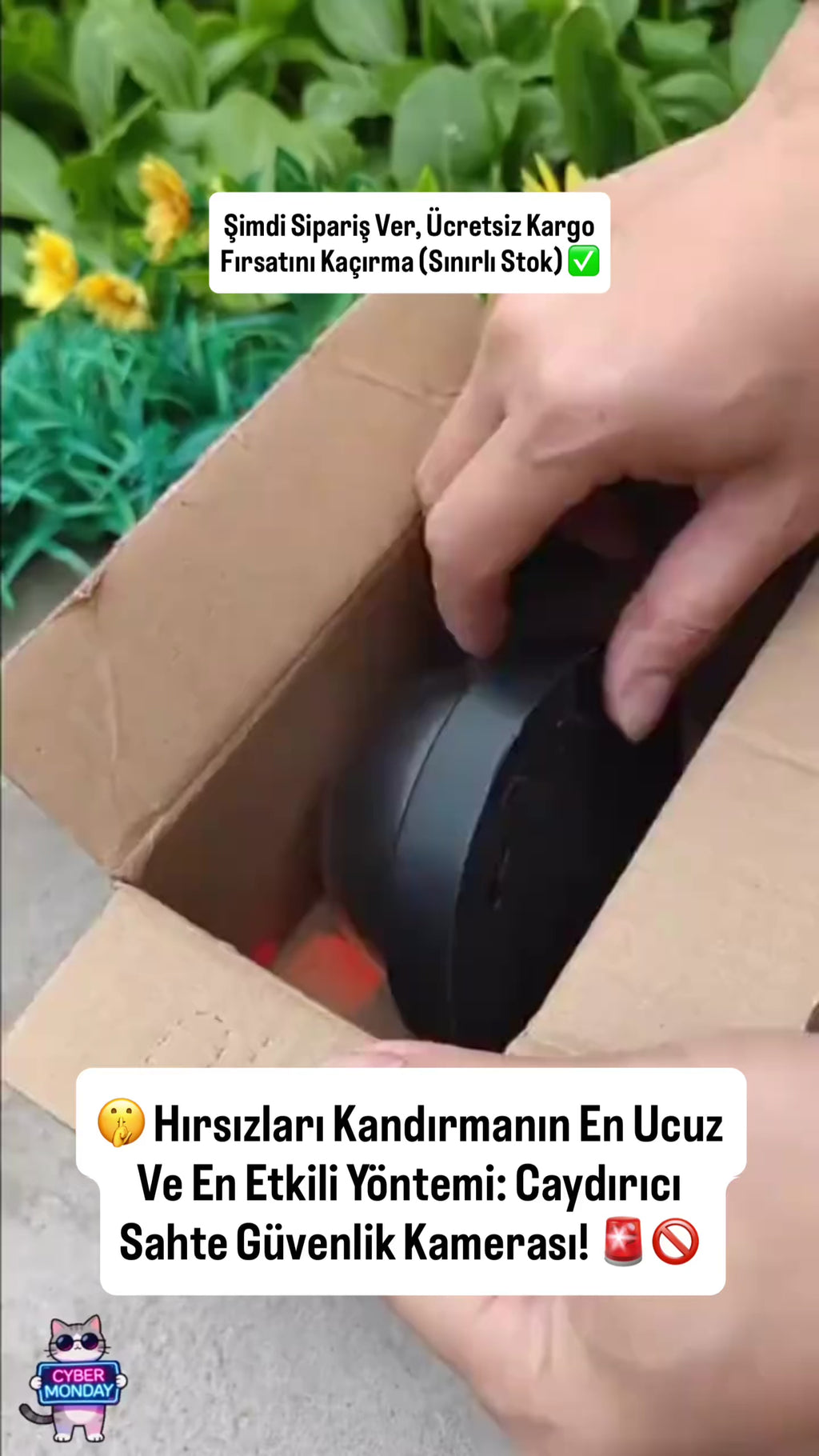 Profesyonel Caydırıcı Sahte Güvenlik Kamerası - 7/24 Aktif Kırmızı Işıklı
